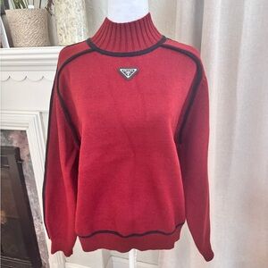 Prada cashmere and wool high neck red and black sweater woman’s large